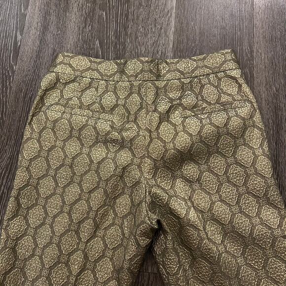 Stella McCartney Gold Metallic Jacquard Brocade Trousers Small High Rise Pants - Picture 7 of 16